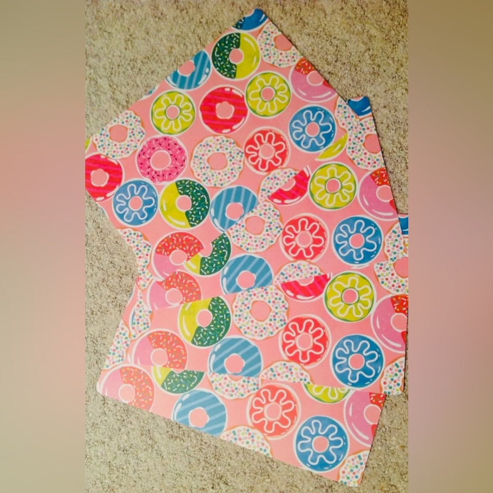Placemat Set of 4 Frosted Sprinkled Doughnuts Donuts Pattern Vinyl 17" x 11" New